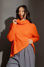 Orange Fluffy Roll Neck Jumper