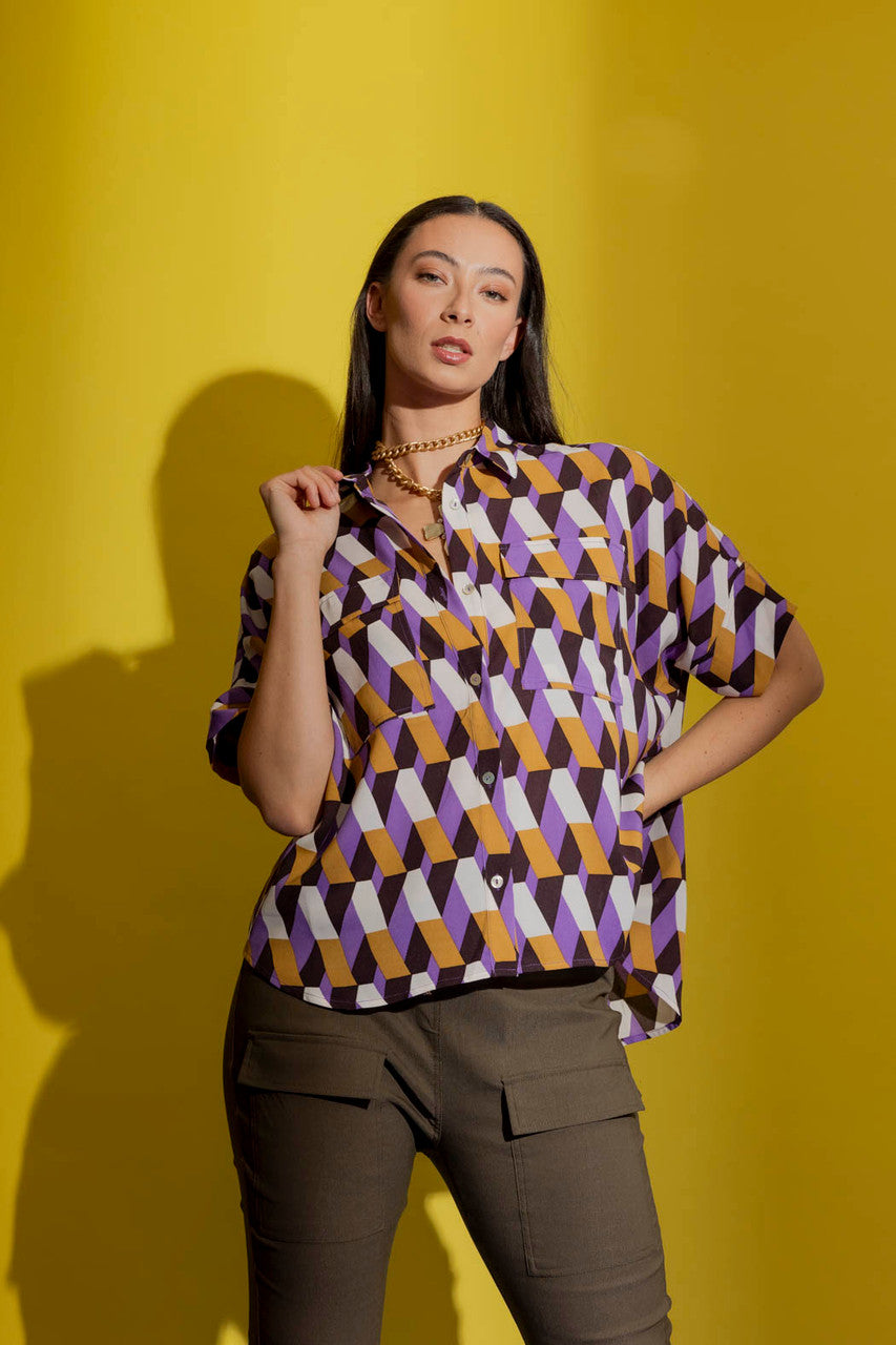 Lilac/Gold Crop Blake Shirt