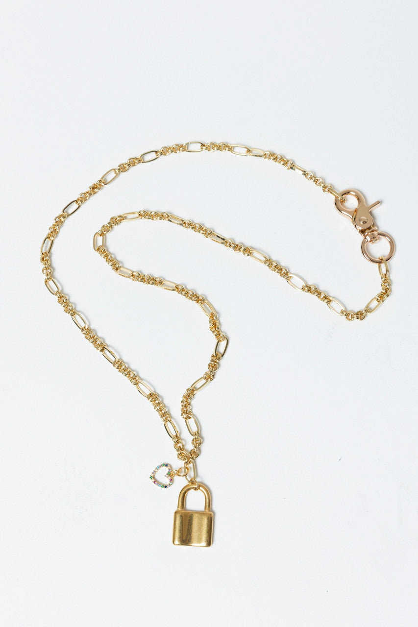 Gold Plated Chain Padlock Necklace S