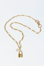 Gold Plated Chain Padlock Necklace S