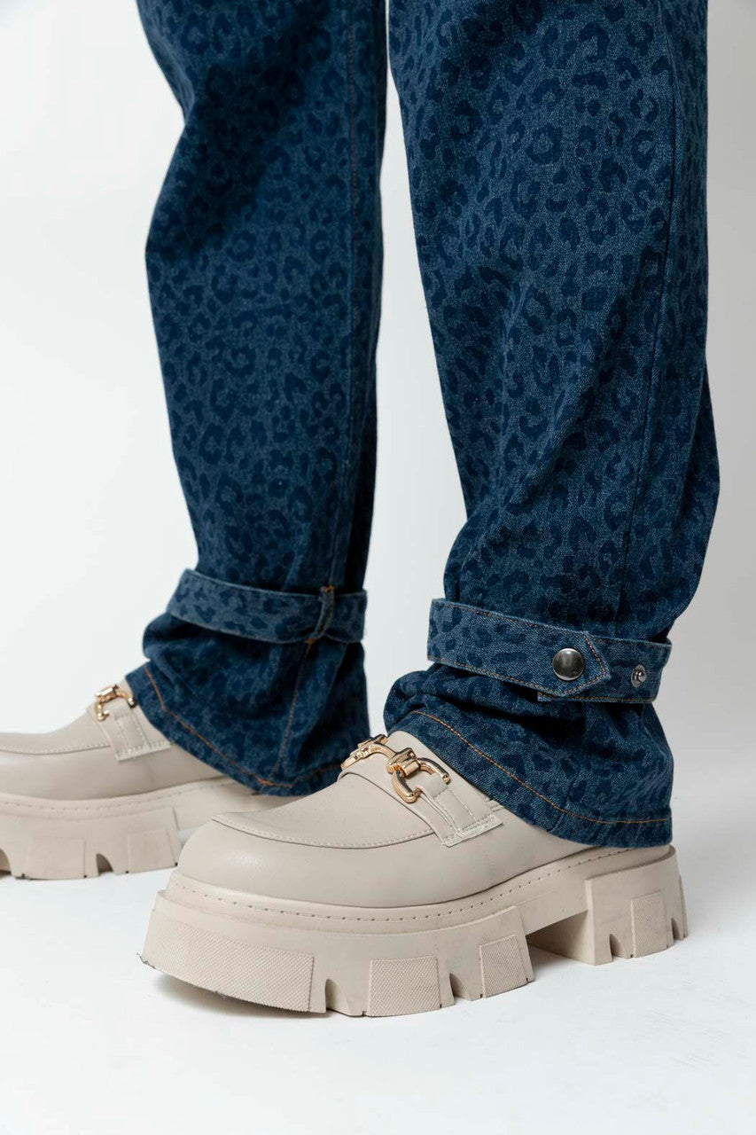 Mid Chambray Animal Cargo Jeans