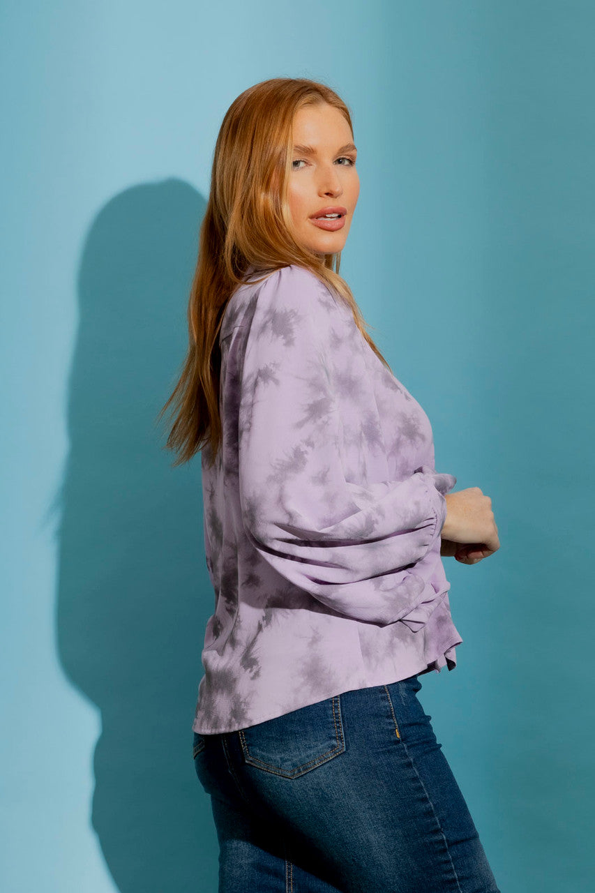 Lilac Balloon Sleeve Shirt