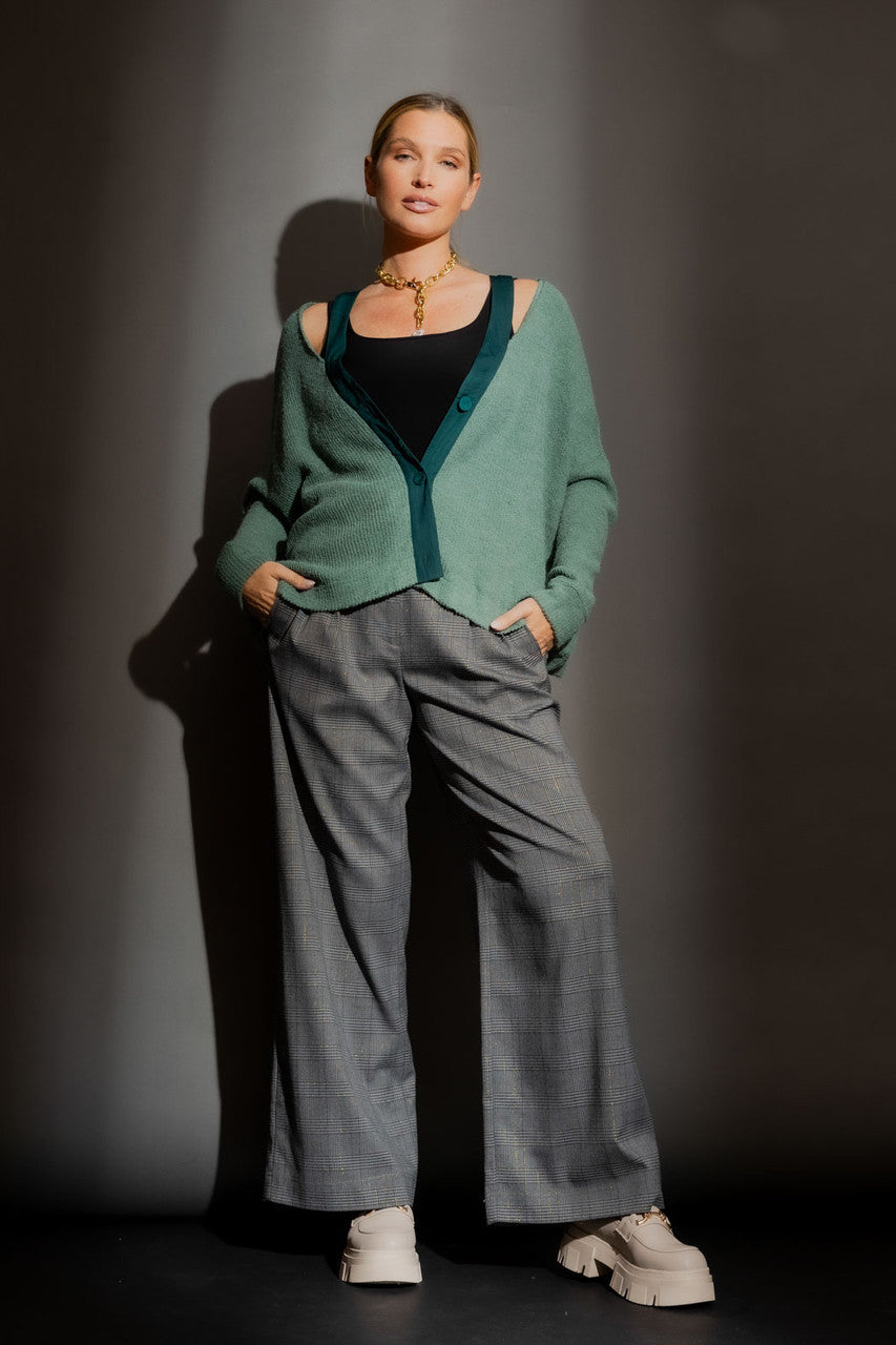 Teal Luxe Rib Cut Out Cardigan