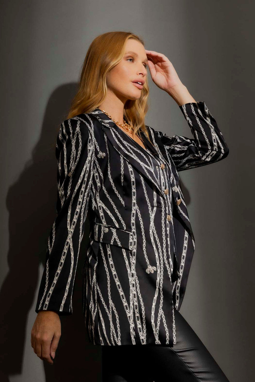 Black Chains Print Blazer Black Chains