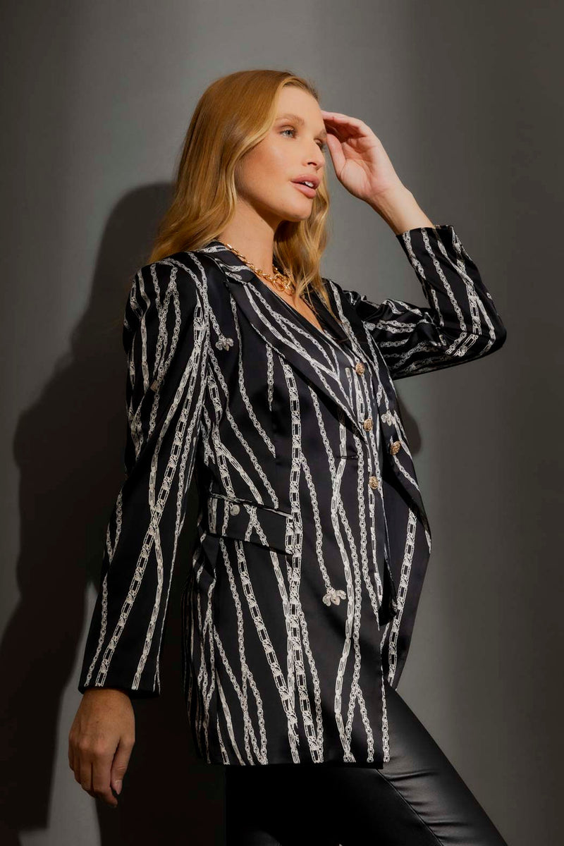 Black Chains Print Blazer Black Chains