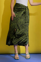 Khaki Silky Knit Front Skirt