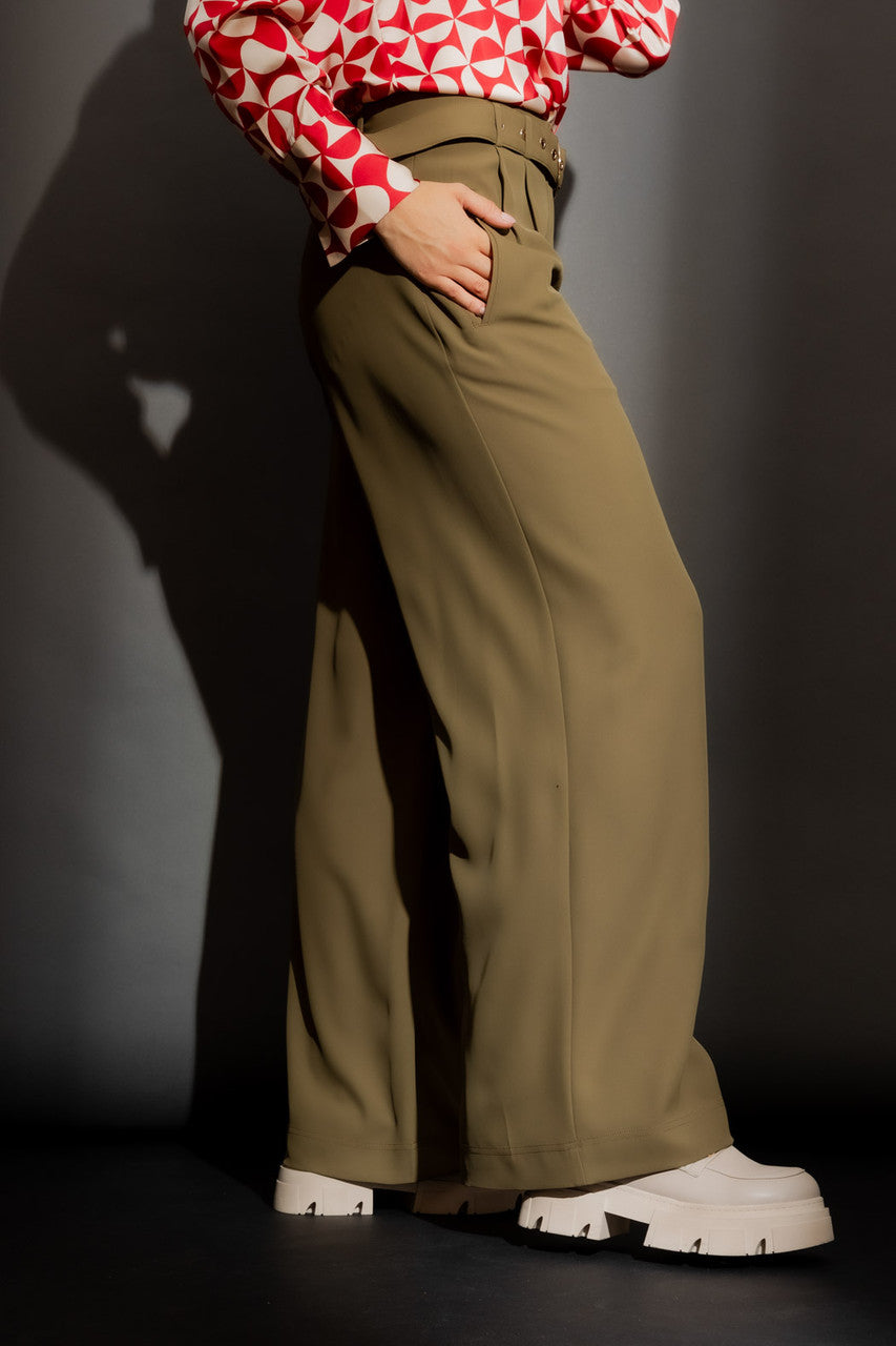 Khaki Cleo Belt Pant