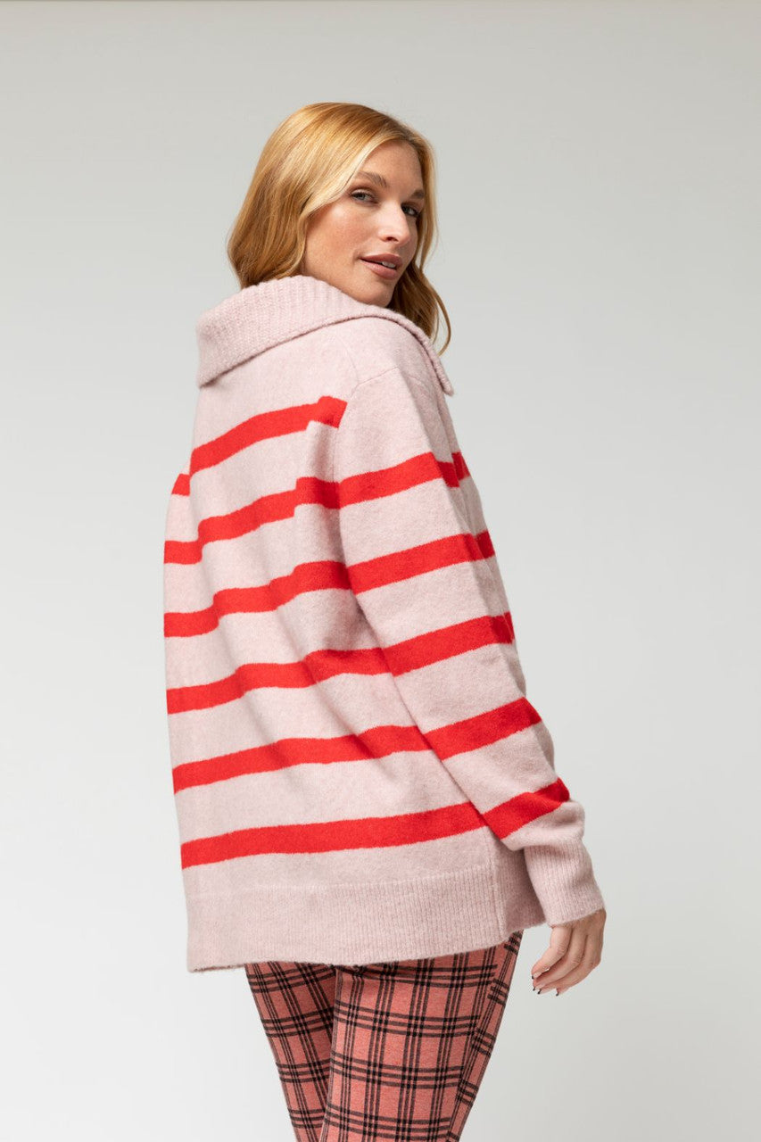 Pink Red Chunky Stripe Knit Jumper